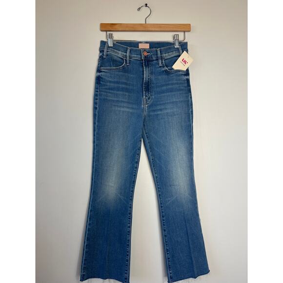 NWT Mother The Hustler Ankle Fray Mid Rise Crop Bootcut Leg Jeans Blue Size: 27 - Picture 2 of 8